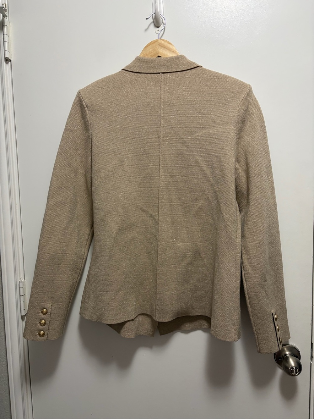 L'AGENCE Kenzie Metallic Knit Blazer in Khaki Gold Women’s Size Large - Picture 7 of 8